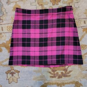 Alice & Olivia Pink & Black Plaid Mini Skirt Sz 10